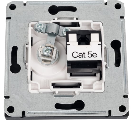 Розетка Systeme Electric ArtGallery Базальт двойная ТВ + компьютерная RJ45, кат. 5Е GAL001489