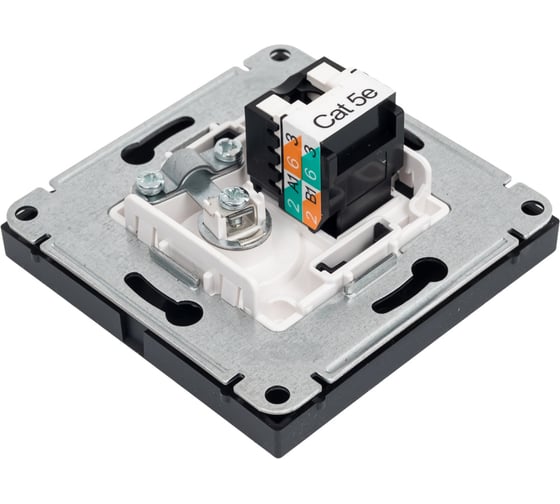 Розетка Systeme Electric ArtGallery Базальт двойная ТВ + компьютерная RJ45, кат. 5Е GAL001489