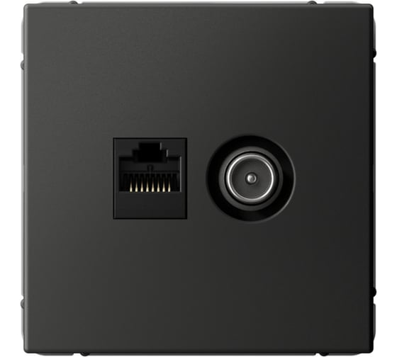 Розетка Systeme Electric ArtGallery Базальт двойная ТВ + компьютерная RJ45, кат. 5Е GAL001489