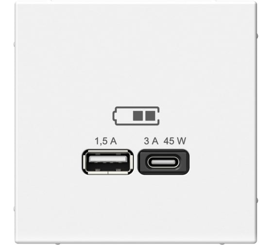 Розетка Systeme Electric ArtGallery Белый USB A + тип-C 45Вт высокоскор.заряд. QC, PD, механизм GAL000129 1