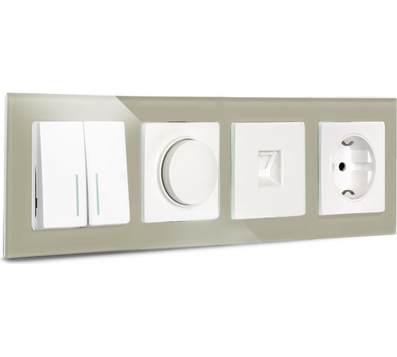 Рамка 4-местная Smartbuy стекло коричневая "Нептун" SBE-05br-Glass-FR-4