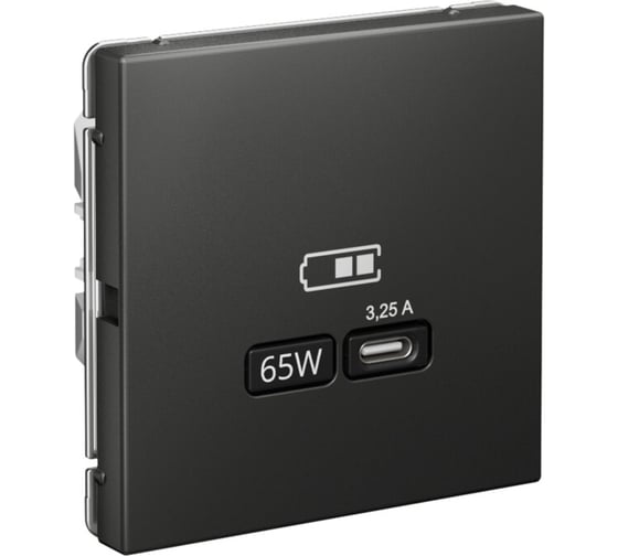 USB Розетка тип-С Systeme Electric ArtGallery Базальт 65Вт высокоскоростная зарядка QC, PD, механизм GAL001427
