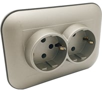 Розетка 2-ая Ovivo с/з LOFT, антрацит/черный, 404-130308-907