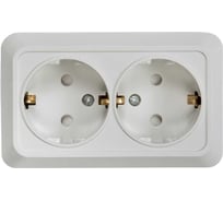 Розетка двойная накладная IN HOME с заземлением со шторкой BOLLETO белая 7128x4690612000961
