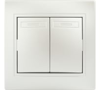 Переключатель Intro Plano 110706 двухклавишный, 10А250В, IP20, СУ, перламутр Б0053811