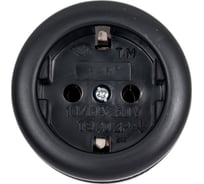 Розетка открытой установки с заземлением FAR черная F129