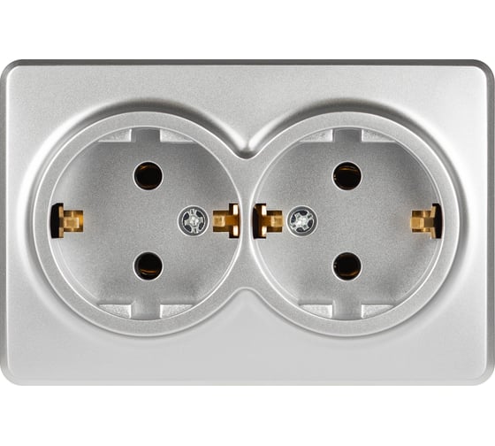 Розетка ЭРА Эксперт 11220503 двойная с заземлением 2x2PE Schuko IP20 16A250В открытой установки алюминий Б0063046