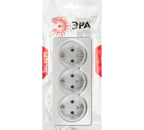Розетка ЭРА Эксперт 11220803 тройная с заземлением 3x2PE Schuko IP20 16A250В открытой установки алюминий Б0063010