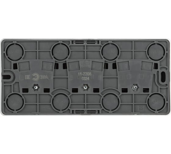 Розетка ЭРА Эксперт 11220803 тройная с заземлением 3x2PE Schuko IP20 16A250В открытой установки алюминий Б0063010