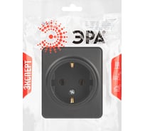 Розетка ЭРА Эксперт 11220305 2PE Schuko IP20 16A250В открытой установки антрацит Б0063008