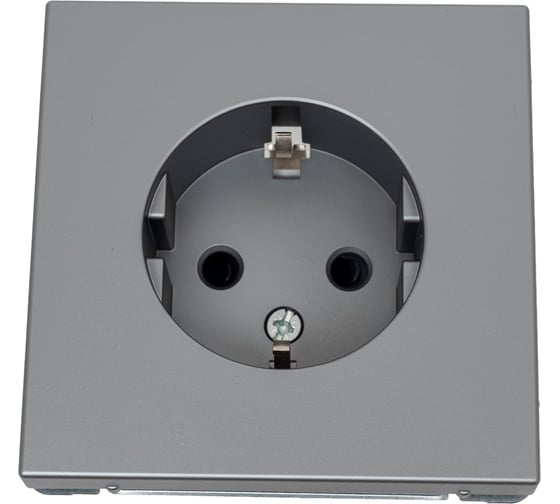 Розетка Systeme Electric ArtGallery Сталь с заземлением, со шторками, 16А, механизм GAL000945