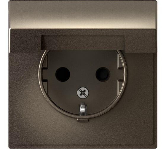 Розетка Systeme Electric ArtGallery Мокко с заземлением со шторками с крышкой, 16А, IP20, механизм GAL000646
