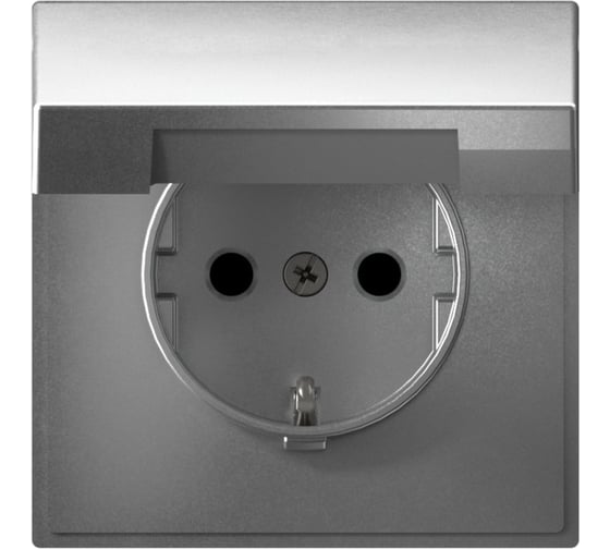 Розетка Systeme Electric ArtGallery Алюминий с заземлением со шторками с крышкой, 16А, IP20, механизм GAL000346