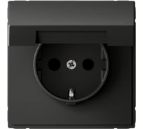 Розетка Systeme Electric ArtGallery Базальт с заземлением со шторками с крышкой, 16А, IP20, механизм GAL001446