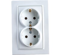 Розетка ECON двойная Камелия с заземлением, 16А, 250В белая K006