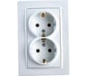 Розетка ECON двойная Камелия с заземлением, 16А, 250В  белая K006