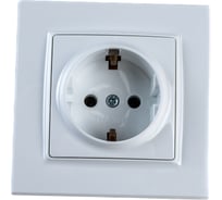 Розетка ECON Камелия с заземлением 16А, 250В белая, с рамкой K004