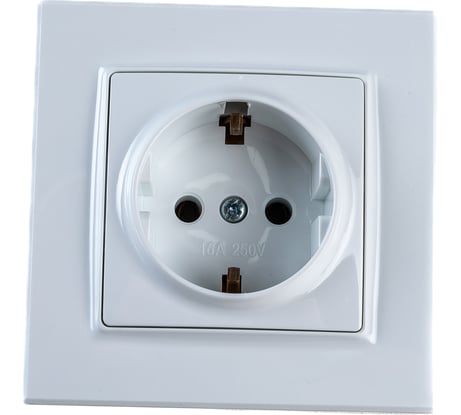 Розетка ECON Камелия с заземлением 16А, 250В белая, с рамкой K004