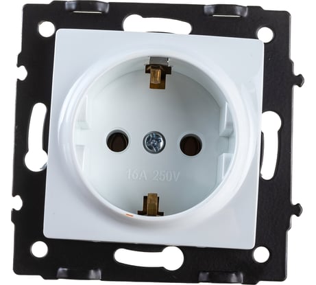 Розетка ECON Камелия с заземлением 16А, 250В белая, без рамки K004B