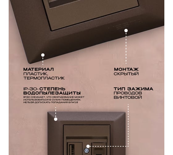 Розетка Vesta Electric Roma CHOCO для USB + сетевого кабеля LAN FRZ00050204TKR
