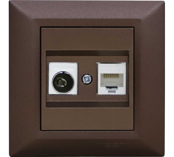 Розетка Vesta Electric Roma CHOCO для сетевого кабеля LAN + TV FRZTV010102TKR