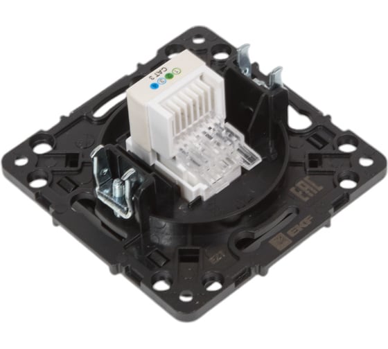 Механизм 1-местной розетки EKF PROxima Стокгольм, Phone, черный EZT01-034-10