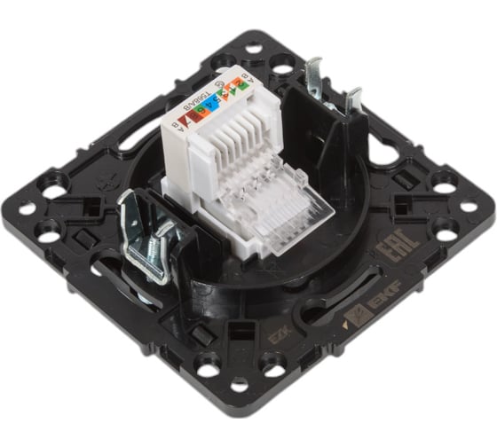 Механизм 1-местной розетки EKF PROxima Стокгольм, RJ-45, черный EZK01-035-10