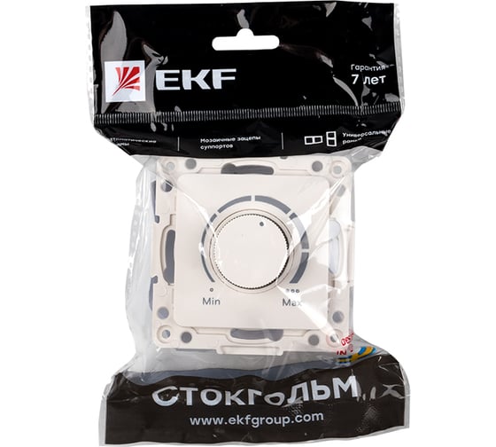 Механизм светорегулятора EKF PROxima Стокгольм, 600W, 220В, белый EYD06-101-10