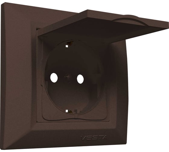 Розетка Vesta Electric Roma CHOCO одинарная с заземлением с крышкой FRZ00010107TKR