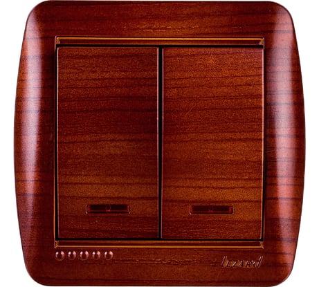 Двойной выключатель Lezard DEMET с подсветкой махагон 711-0500-112