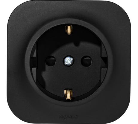 Розетка Legrand с заземлением Quteo со шторками IP20 16А 250В винтовые зажимы накладной монтаж - черный матовый 782476