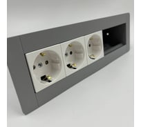 Встраиаемая модульная розетка Inrior на 3 EURO и свободные модули под стандарт Legrand 45x45 LD-05-80