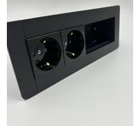 Встраиаемая модульная розетка Inrior на 2 EURO и свободные модули под стандарт Legrand 45x45 LD-04-20