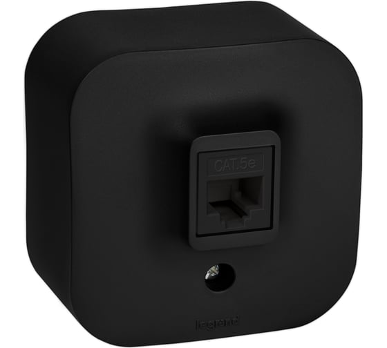 Розетка компьютерная RJ45 Legrand категория 5e UTP Quteo IP20 накладной монтаж - черный матовый 782480