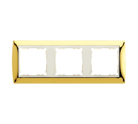 Рамка Simon декоративная, 3 поста, S82, золото-слоновая кость 82734-66 1
