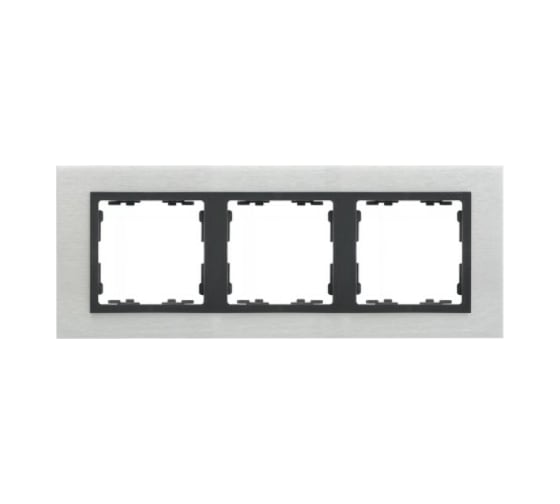 Рамка Simon декоративная, 3 поста, S82 Nature, Металл, матовая сталь-графит 82837-31 1