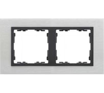 Рамка Simon декоративная, 2 поста, S82 Nature, Металл, матовая сталь-графит 82827-31