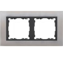 Рамка Simon декоративная, 2 поста, S82 Nature, Металл, нержавеющая сталь-графит 82827-37