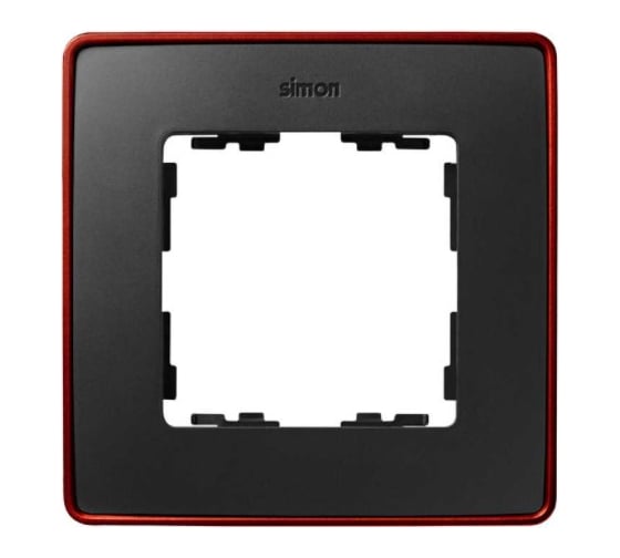Рамка Simon декоративная, 1 пост, Select, S82 Detail, графит-красный металлик 8201610-252 1