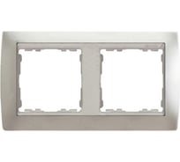 Рамка Simon декоративная, 2 поста, S82, алюминий-алюминий 82924-33