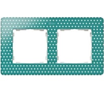 Рамка Simon декоративная, 2 поста, Original, S82 Detail, аквамарин в белый горошек-белый 8200620-212