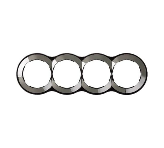 Рамка Simon декоративная, 4 поста, круг в круге, S88, воронёная сталь 88640-35 1