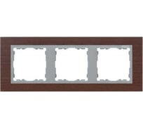 Рамка Simon декоративная, 3 поста, S82 Nature, Дерево, венге-алюминий 82937-65