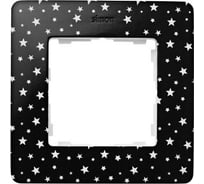 Рамка Simon декоративная, 1 пост, Original, S82 Detail, чёрный в белые звёзды-белый 8200610-222