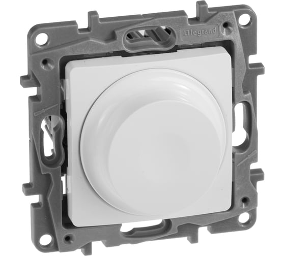 Диммер поворотно-нажимной универсальный LED Legrand Etika 300Вт без нейтрали белый 672219
