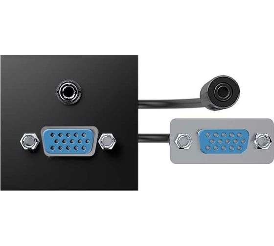 Проходной модуль с адаптером VGA + MiniJack мама/мама Simon, черный, 400 40000191-038