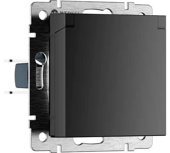 Розетка влагозащищенная WERKEL с заземлением, с защитной крышкой и шторками черный матовый a069582