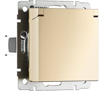 Розетка влагозащищенная WERKEL с заземлением, с защитной крышкой и шторкам шампань a069581