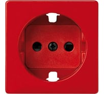 Накладка на двухполюсную розетку с заземляющим контактом Simon, с защитными шторками, красный 82041-37