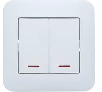 Выключатель двойной Lezard ASTI с подсветкой белый 7081-0202-112